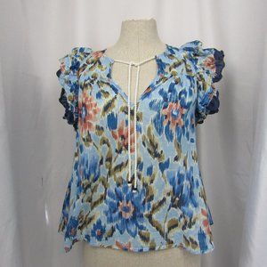 House of Harlow 1960 Zoey Blue Ruffle Top Blouse Tank Small
